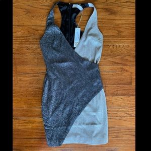 Meshki Two Tone Glitter Wrap Dress